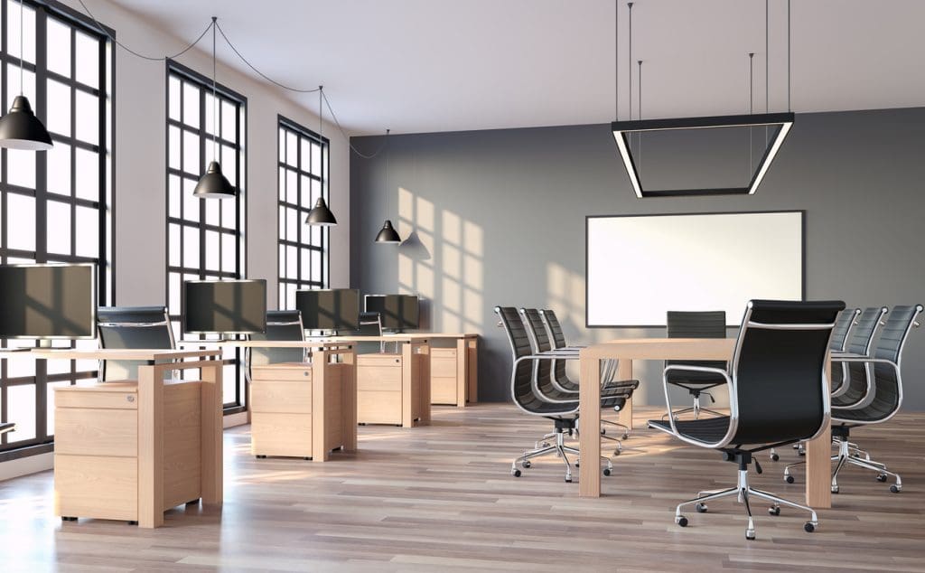 modern-loft-style-office-with-gray-wall-3d-render
